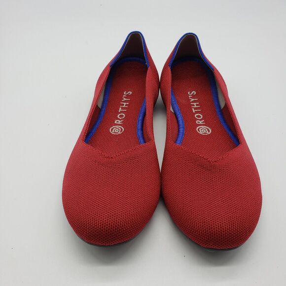 Rothy's Shoes Womens Size 10.5 Red Flat Round Toe Recycled Knit Washable Ballet - Picture 3 of 10